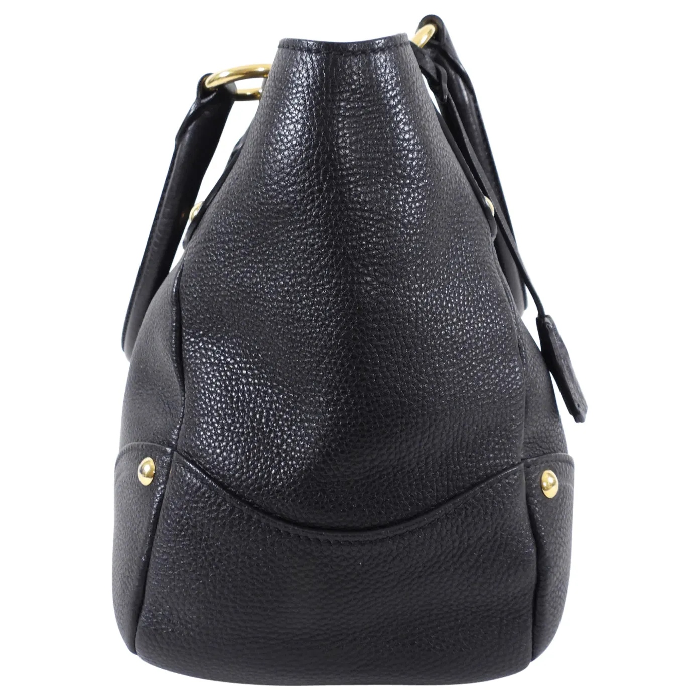 Prada Black Vitello Daino Leather Push Lock Large Antic Hobo Bag