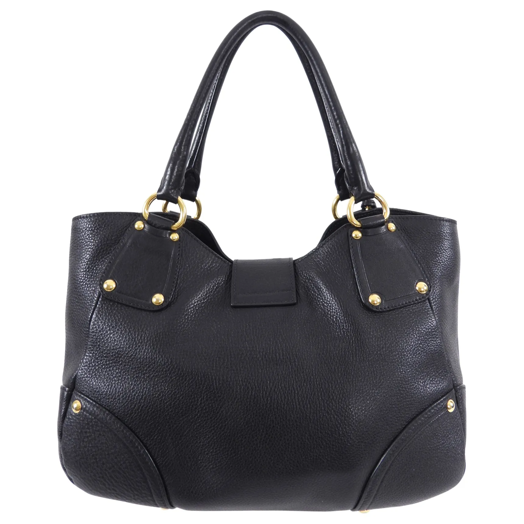 Prada Black Vitello Daino Leather Push Lock Large Antic Hobo Bag