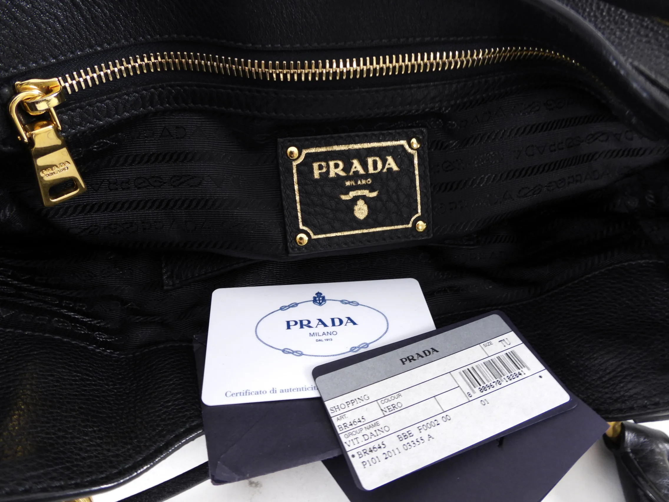 Prada Black Vitello Daino Leather Push Lock Large Antic Hobo Bag