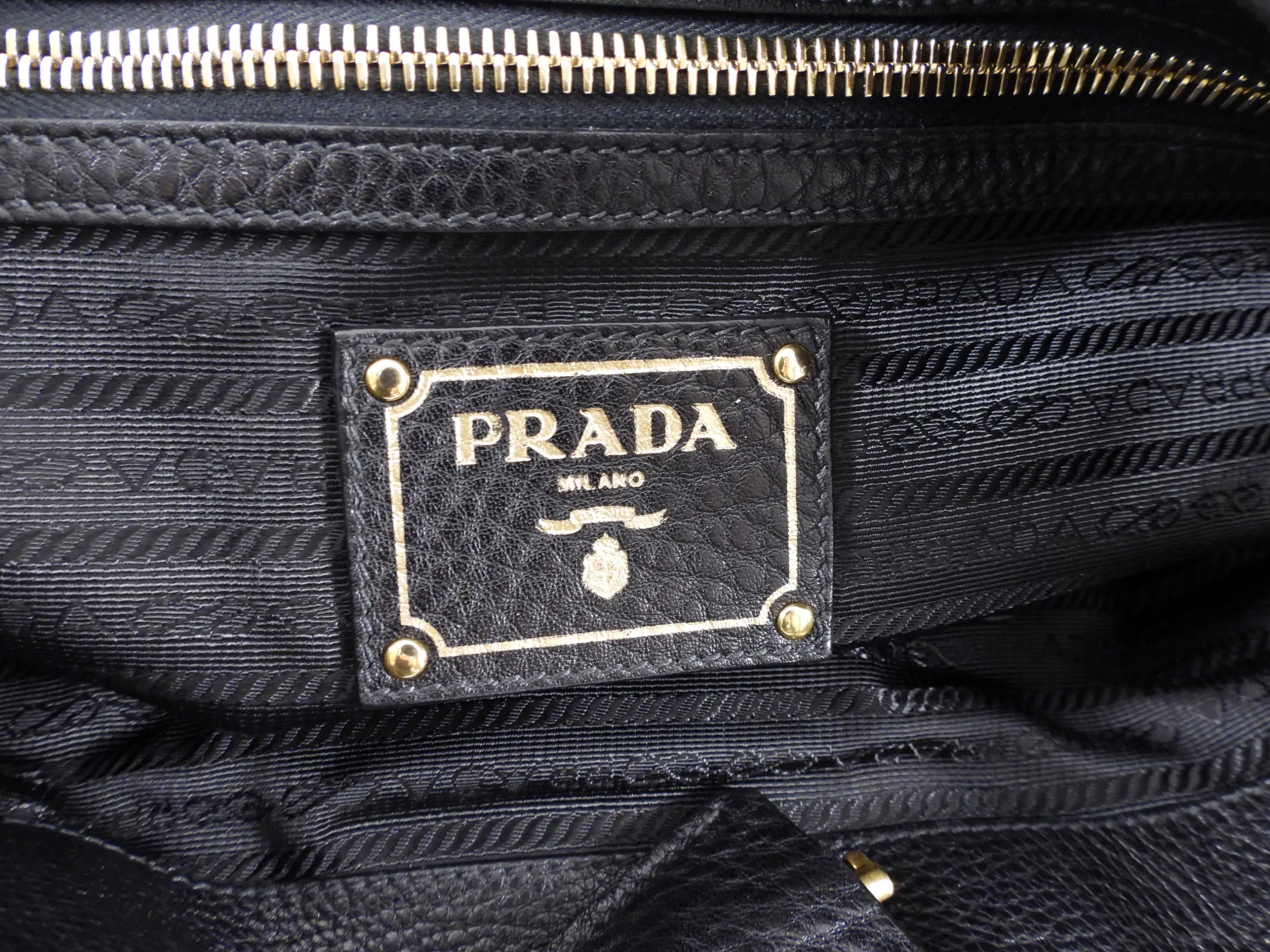 Prada Black Vitello Daino Leather Push Lock Large Antic Hobo Bag