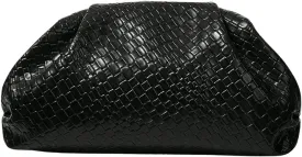 QWINEE Women's Woven Evening Bag Dumpling Clutch Purse No Strap Handbags Elegant Faux PU Leather Clutch Bag
