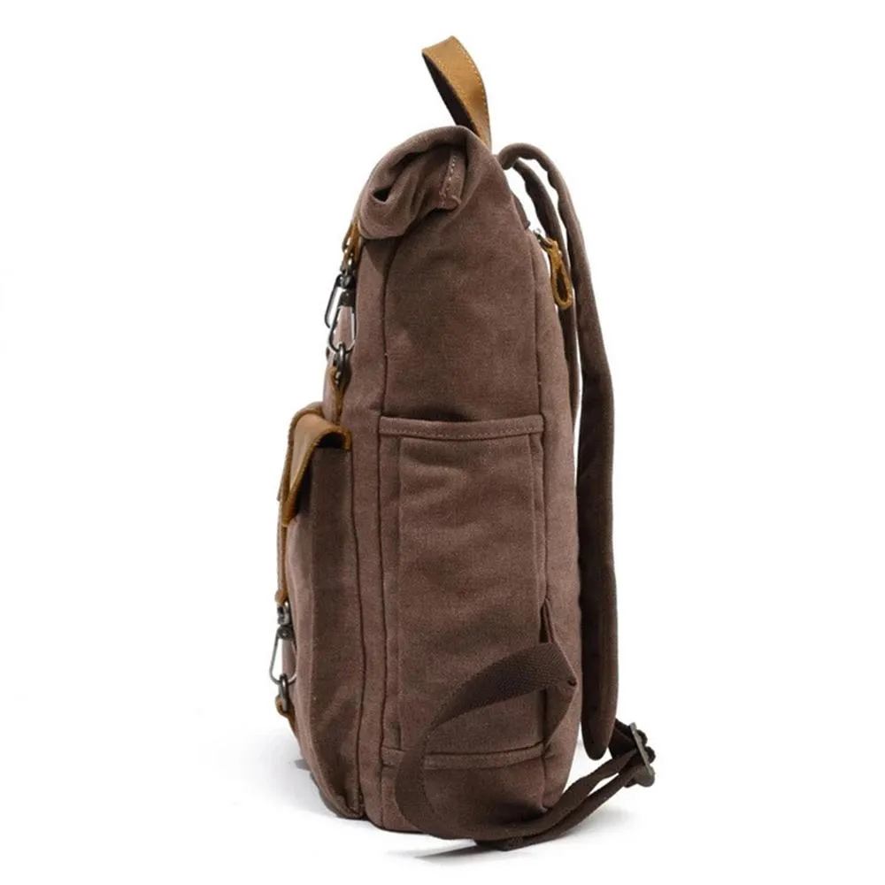Retro Roll-top Canvas Backpack