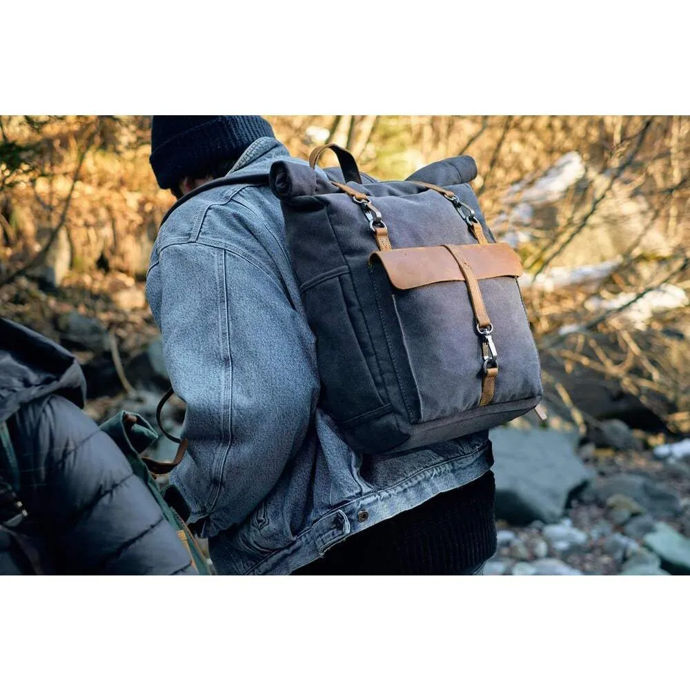 Retro Roll-top Canvas Backpack