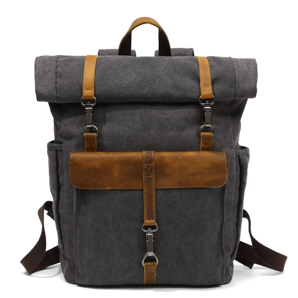 Retro Roll-top Canvas Backpack