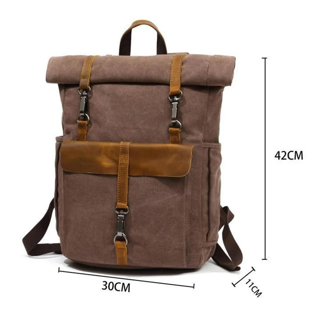 Retro Roll-top Canvas Backpack