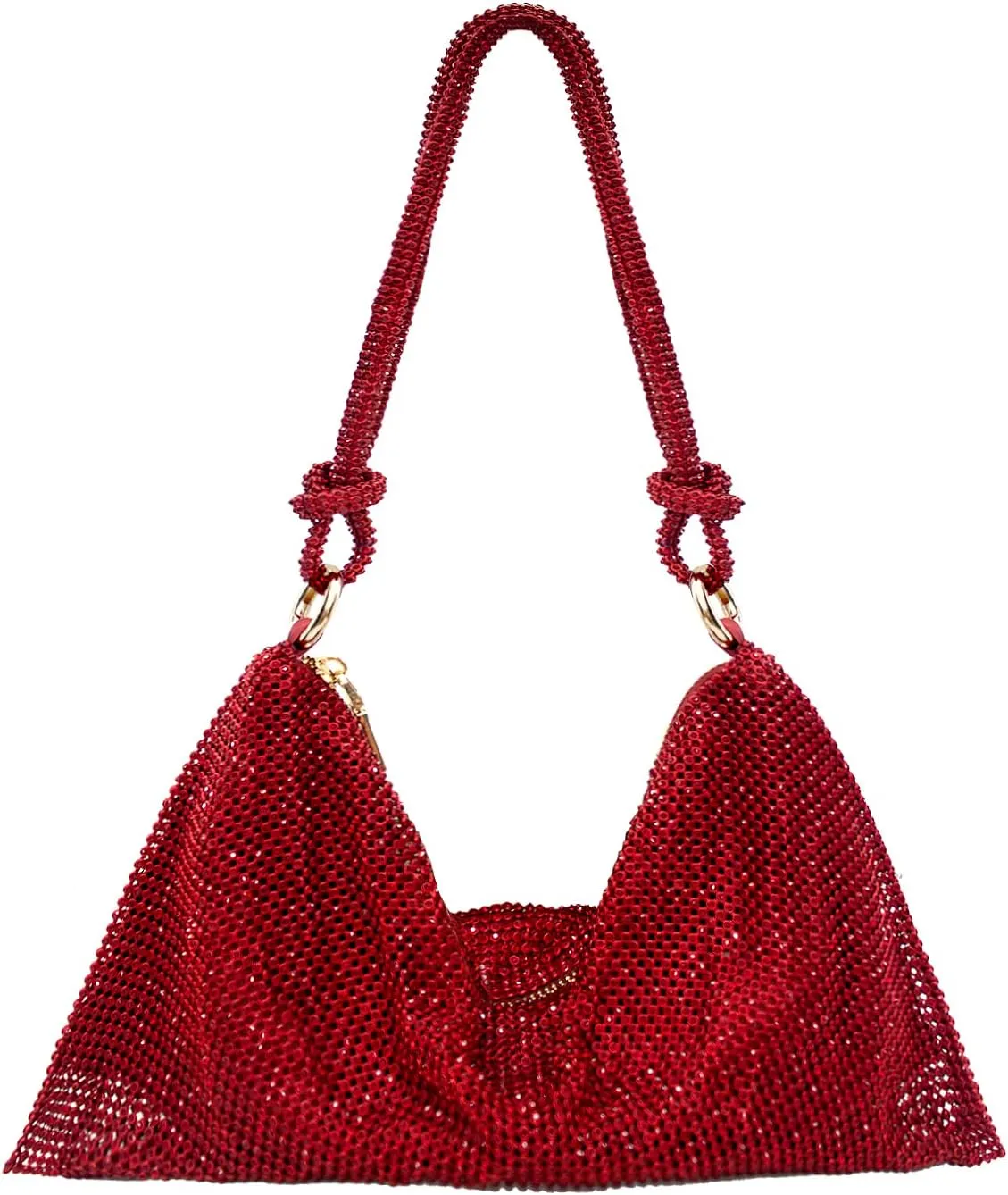 Rhinestone Purse Silver Hobo Purse Sparkly Black Evening Bag for Women Prom Party Wedding