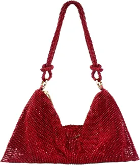 Rhinestone Purse Silver Hobo Purse Sparkly Black Evening Bag for Women Prom Party Wedding