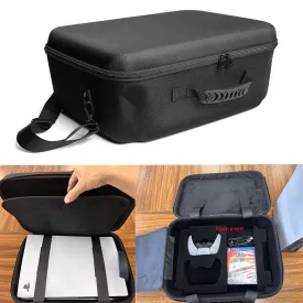 RIGICASE Hard carry case for ps5/ps5 pro/ps5 slim(no removing stand), Hard travel case for playstation and accessosries,with handle/adjustable shoulder strap, plenty of foam cushion