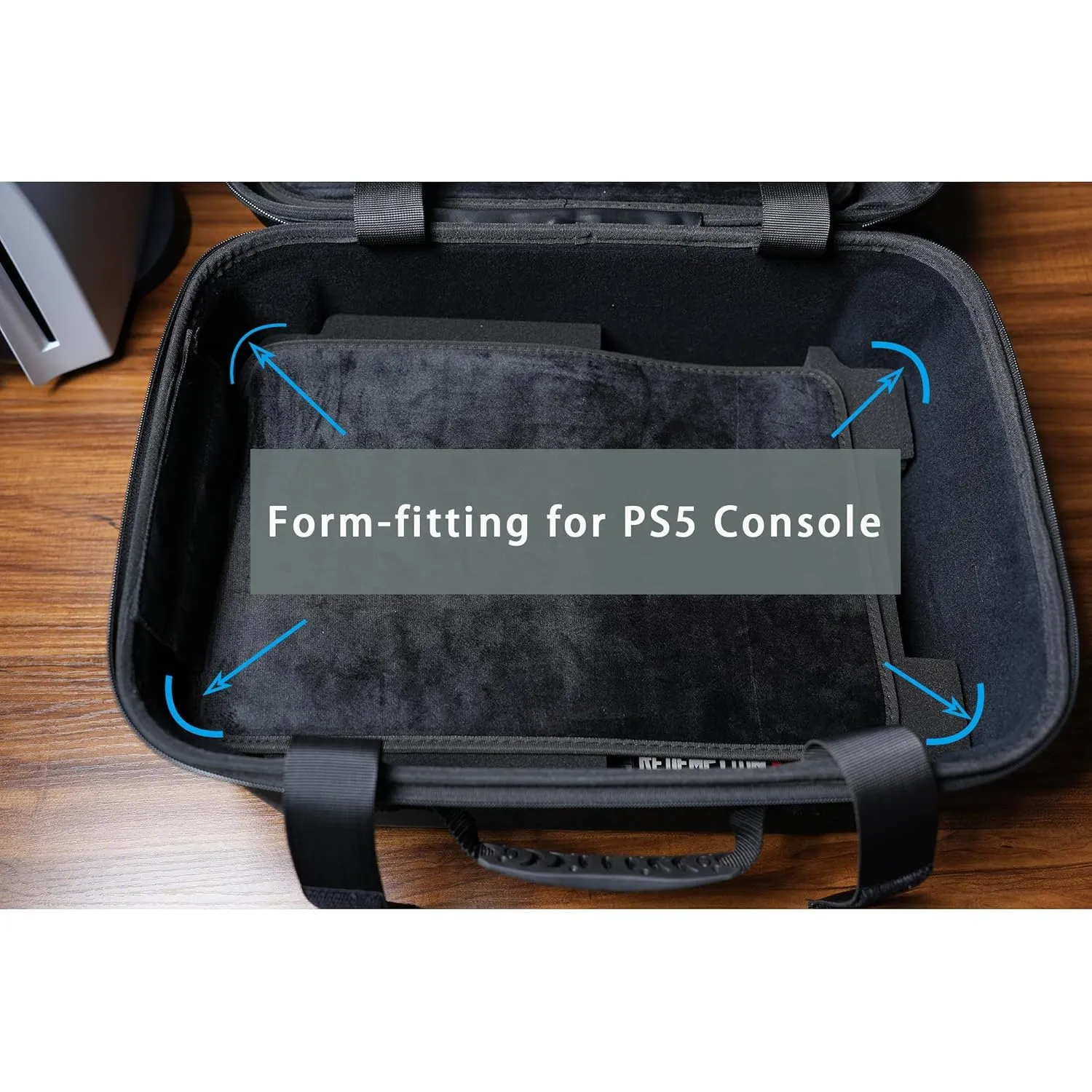 RIGICASE Hard carry case for ps5/ps5 pro/ps5 slim(no removing stand), Hard travel case for playstation and accessosries,with handle/adjustable shoulder strap, plenty of foam cushion