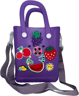 Small Rubber Beach Bag Waterproof Mini Eva Tote Pool Bag With Holes and Crossbody Strap For Women