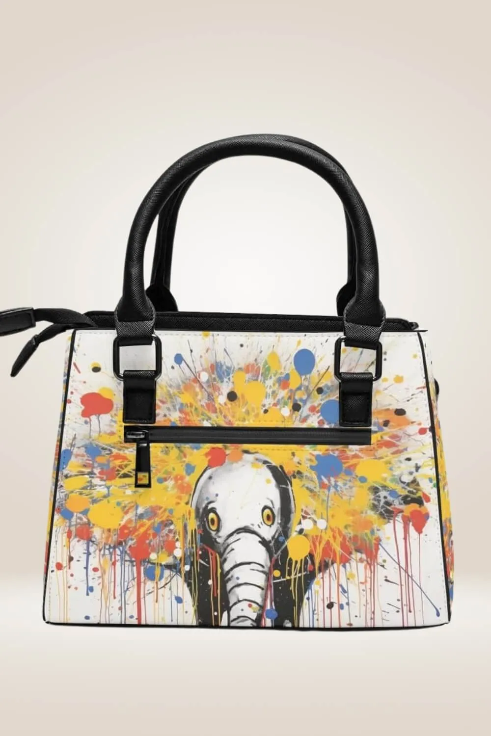 Spray paint Elephant White Satchel Bag