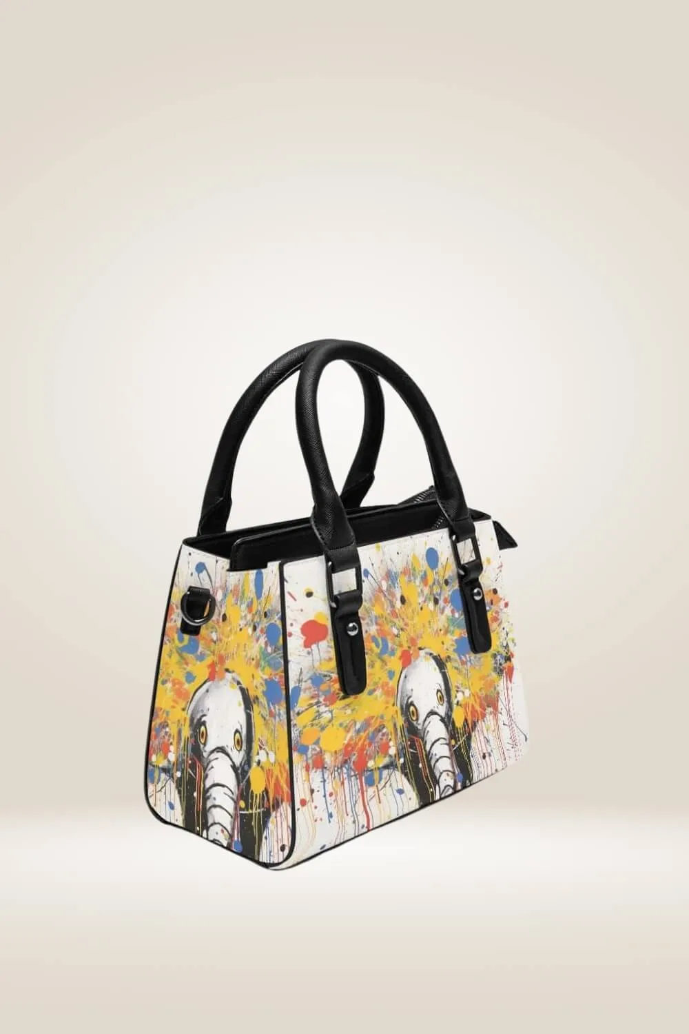 Spray paint Elephant White Satchel Bag