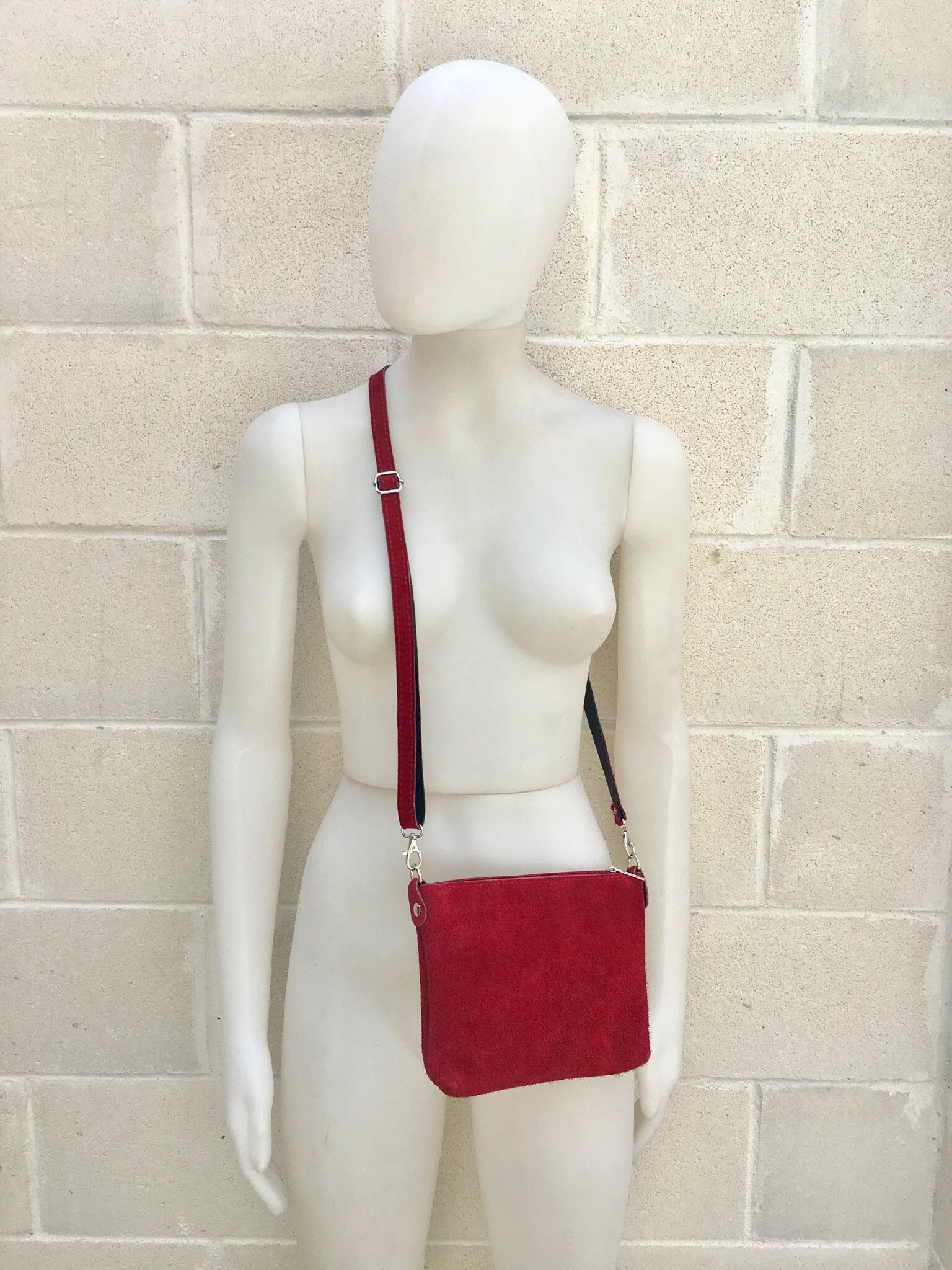 Suede leather bag in DARK RED. Burgundy  crossbody bag,shoulder bag in GENUINE  leather. Small leather bag with adjustable strap and zipper.