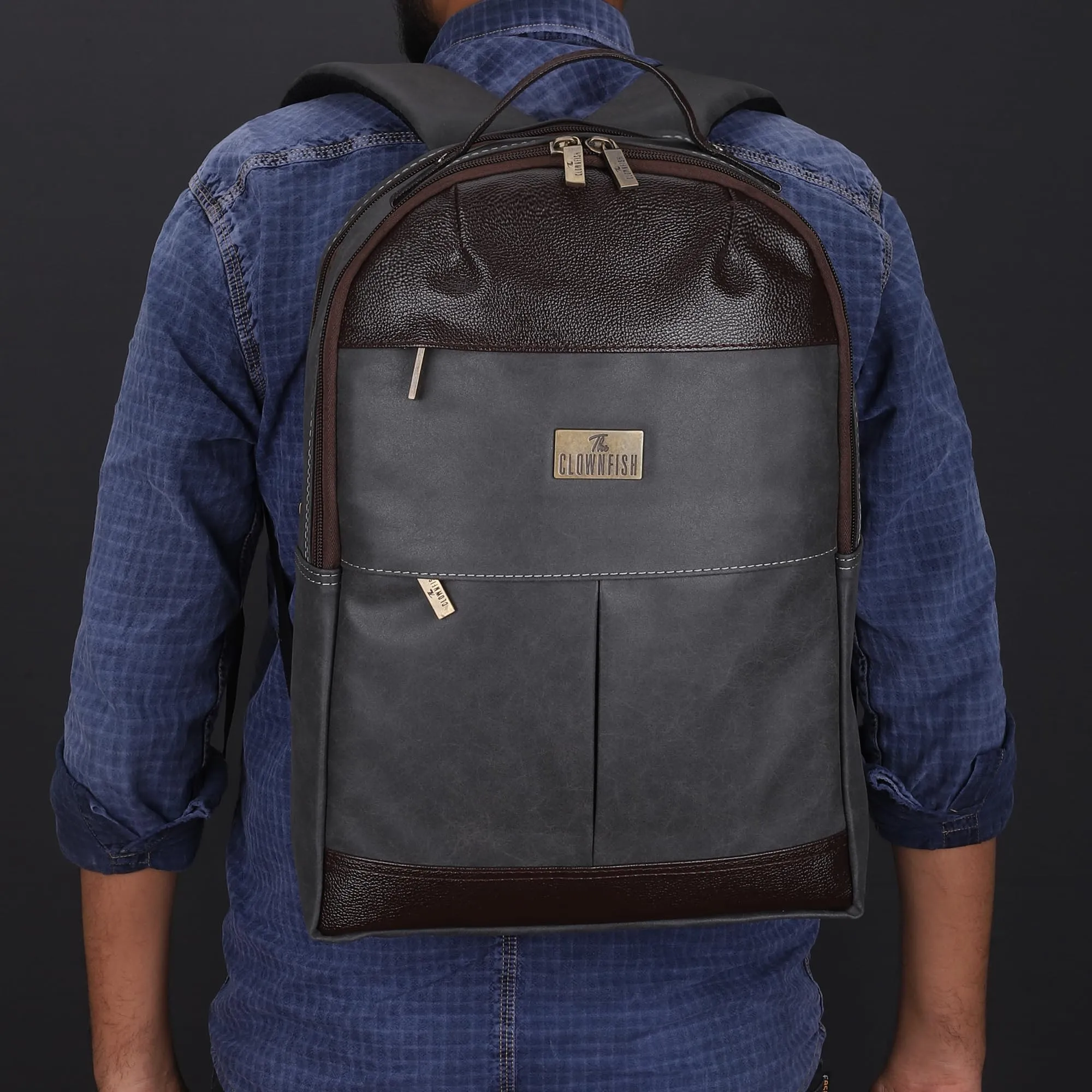 THE CLOWNFISH Cybershield Laptop Backpack - Stylish, Water-resistant | 15.5L | Dark Grey