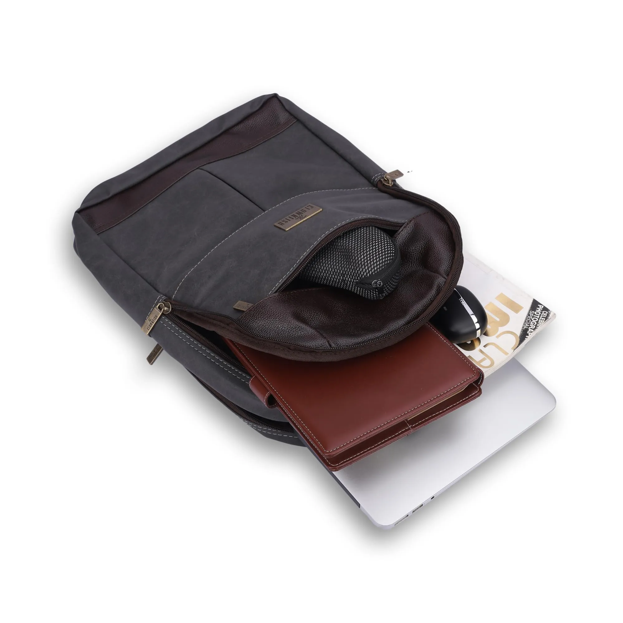 THE CLOWNFISH Cybershield Laptop Backpack - Stylish, Water-resistant | 15.5L | Dark Grey