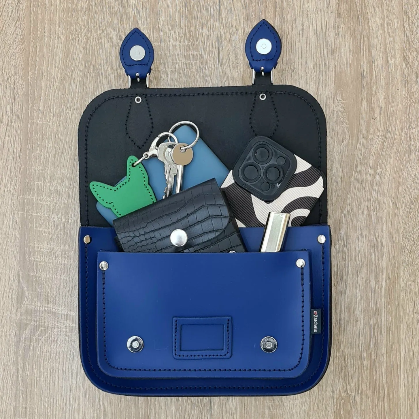 The Royal - Leather Midi Satchel in Royal Blue