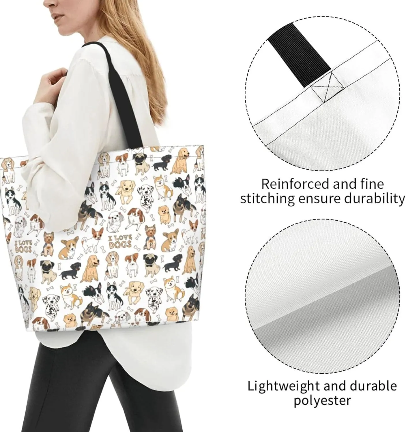 Tote Shoulder Bag Large Durable Handbag Lightweight Stylish for Daily Use-19.7x15.7x5.9 Inch