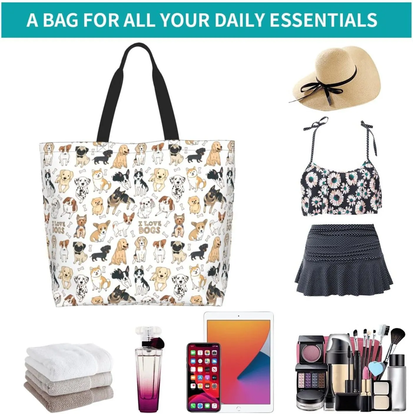 Tote Shoulder Bag Large Durable Handbag Lightweight Stylish for Daily Use-19.7x15.7x5.9 Inch