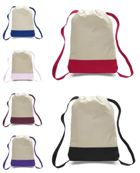 Two Tone Canvas Sport Backpacks / Wholesale Drawstring Bags Two Tone Canvas Sport Backpacks / Wholesale Drawstring Bags