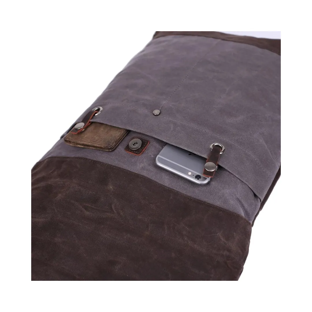 Waterproof Waxed Canvas Backpack with Leather Accents