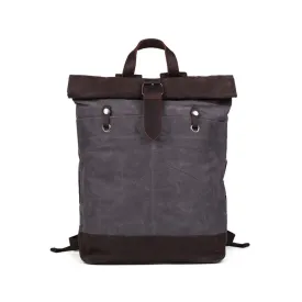 Waterproof Waxed Canvas Backpack with Leather Accents