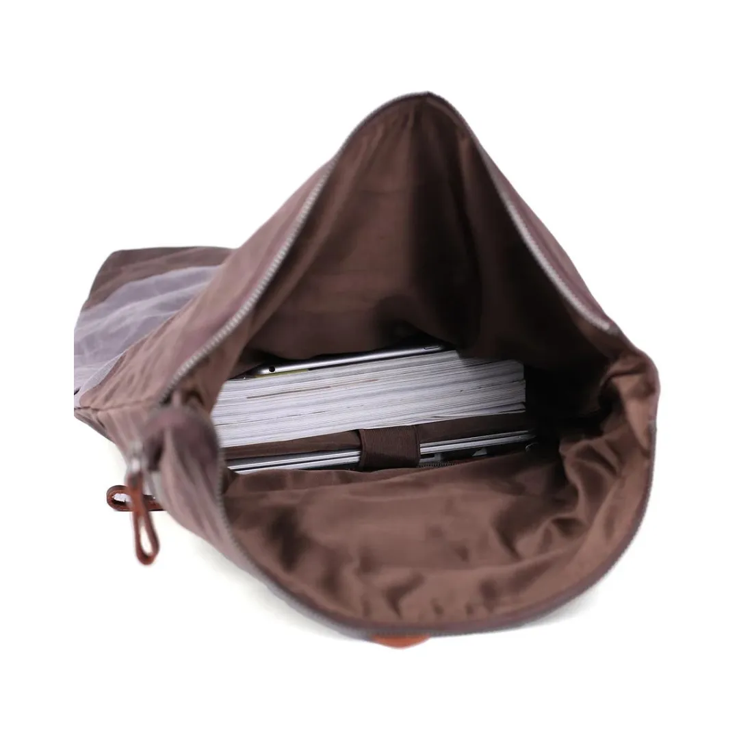 Waterproof Waxed Canvas Backpack with Leather Accents