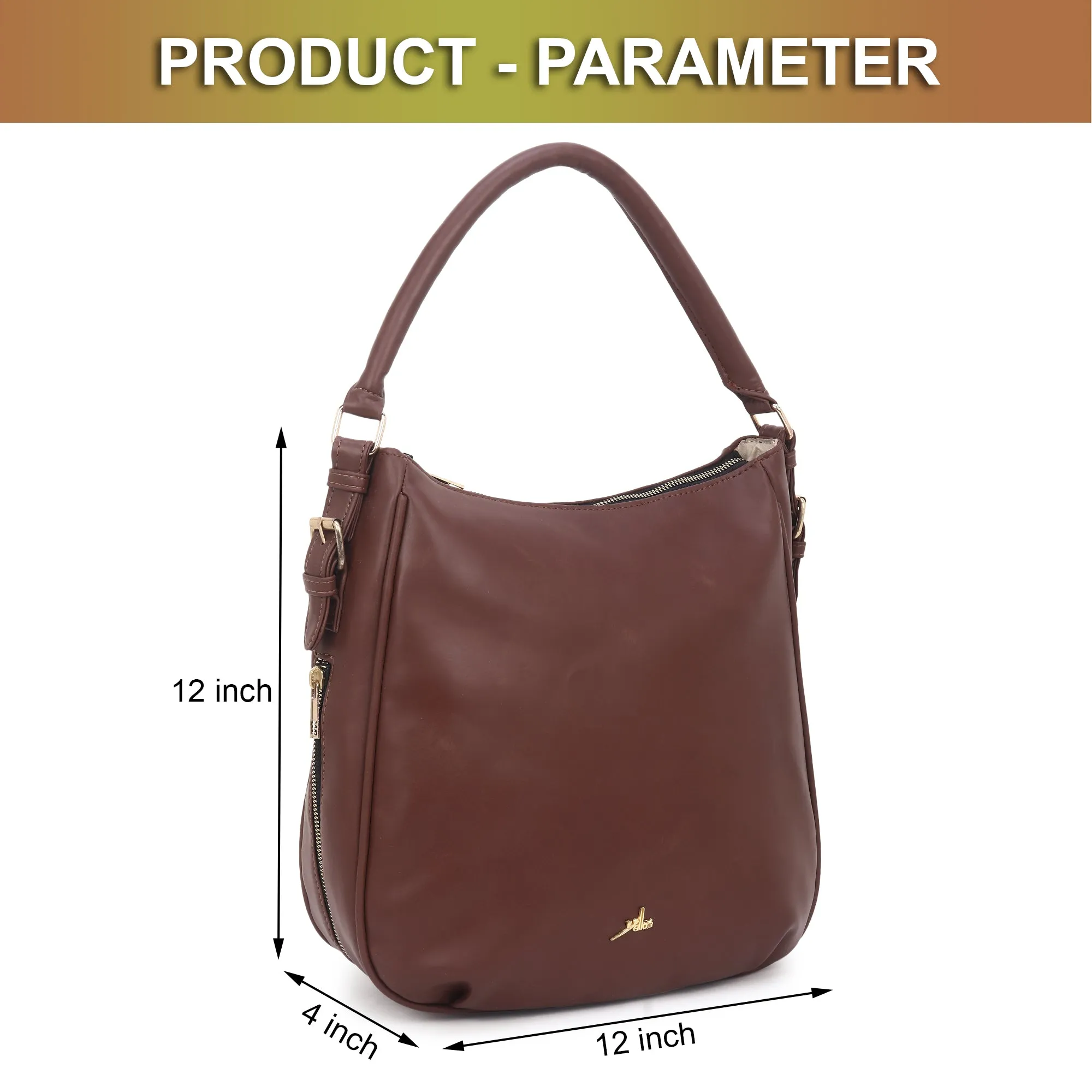 Women Brown Hobo Bag with Expandable Bottom