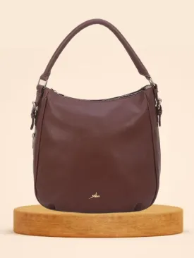 Women Brown Hobo Bag with Expandable Bottom