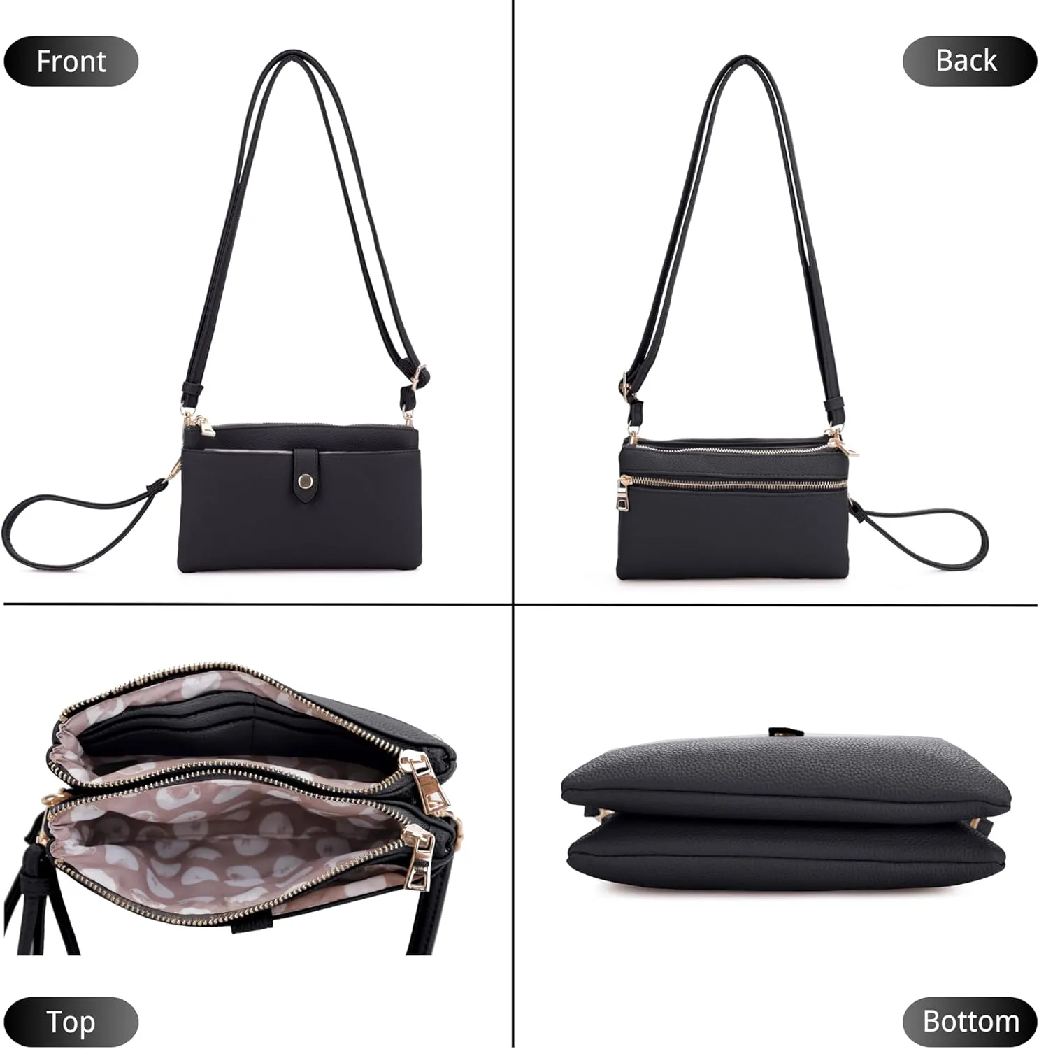 Women's Crossbody Shoulder Bag Cell Phone Purse Wallet Wristlet Clutch with Adjustable Strap and Zipper