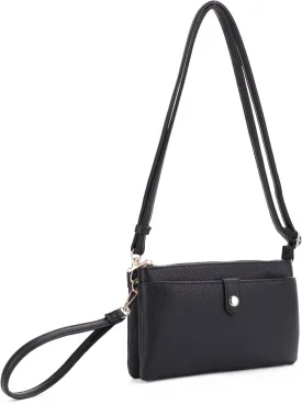Women's Crossbody Shoulder Bag Cell Phone Purse Wallet Wristlet Clutch with Adjustable Strap and Zipper