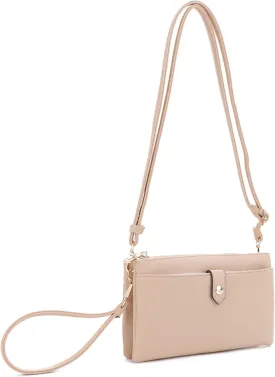 Women's Crossbody Shoulder Bag Cell Phone Purse Wallet Wristlet Clutch with Adjustable Strap and Zipper