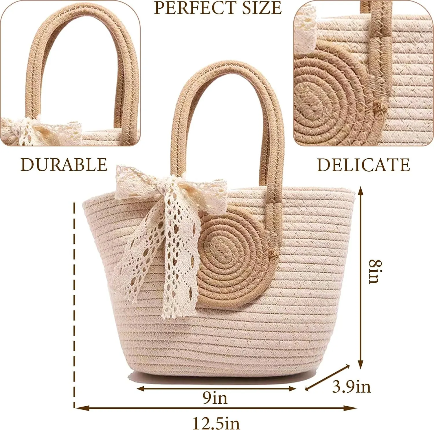 Women's Straw Beach Top HandleTote Bag Ideal Summer Top Handle Vintage Shoulder Handbag