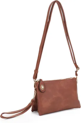 Women's Turn Lock Closure Wristlet Clutch and Crossbody, Multiple Compartment