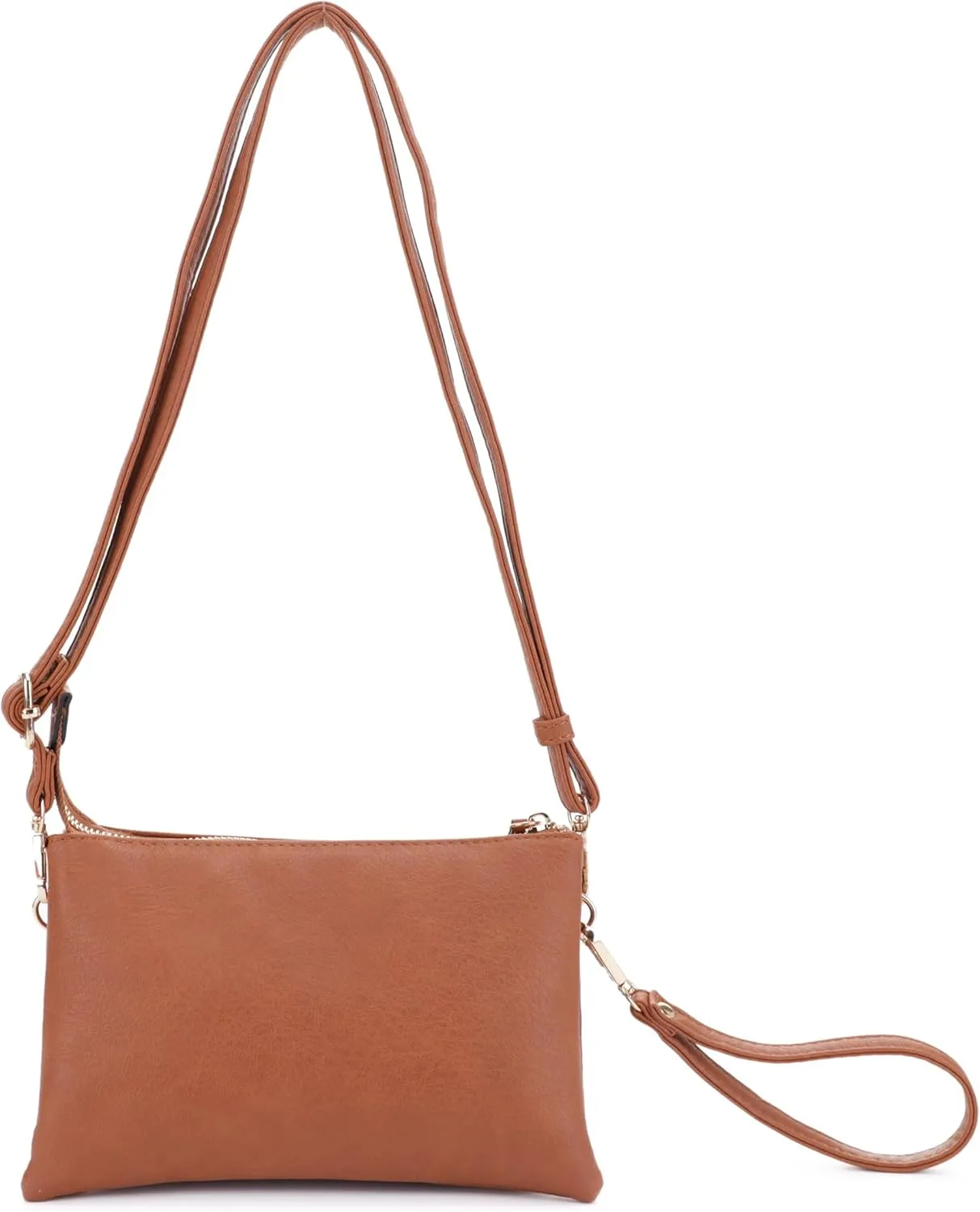 Women's Turn Lock Closure Wristlet Clutch and Crossbody, Multiple Compartment