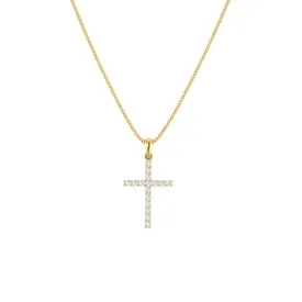 Yellow Gold Diamond Cross Necklace