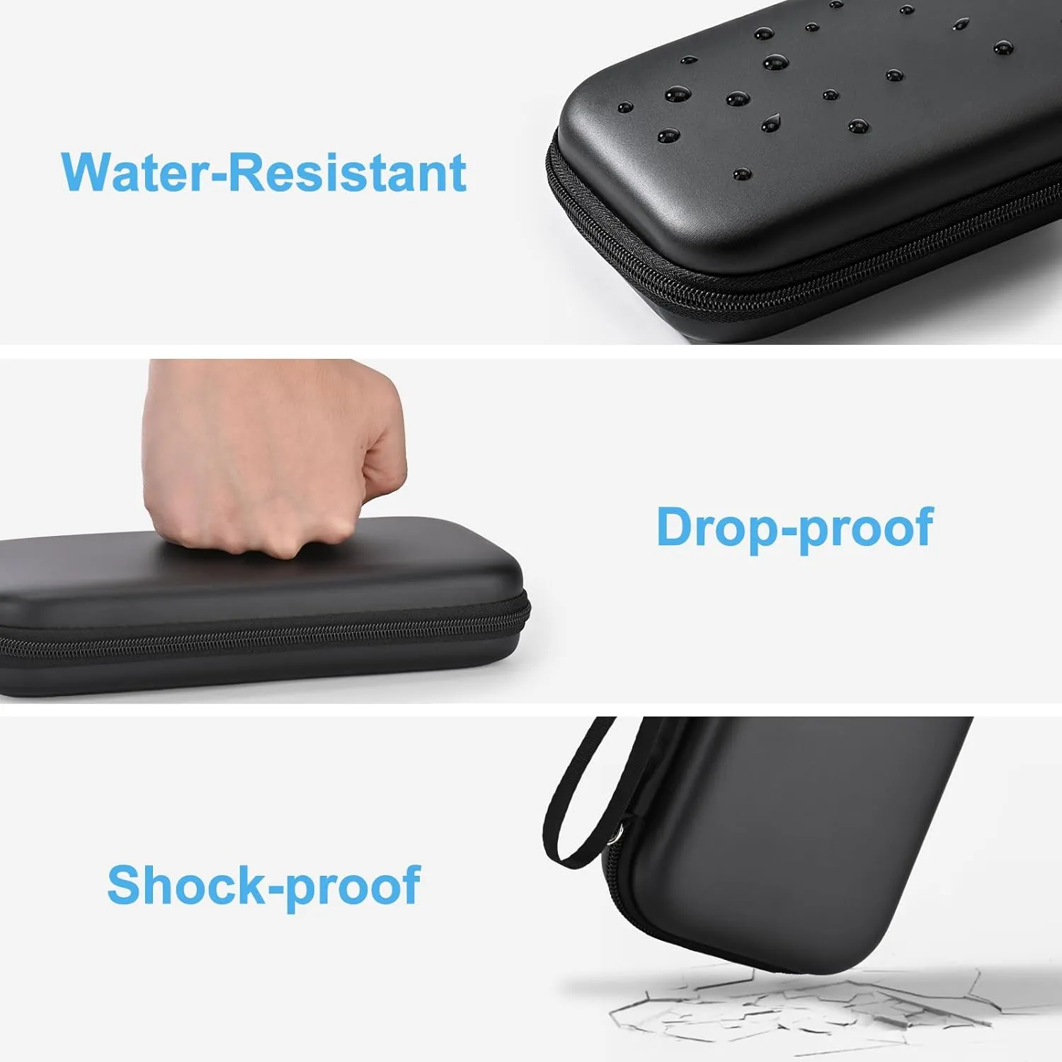 Younik Switch Case for NS Switch and Switch OLED, 11 in 1 Black Switch Accessories Kit Include Switch Carrying Case, Thumb Caps, Cute Sticker and Pendant